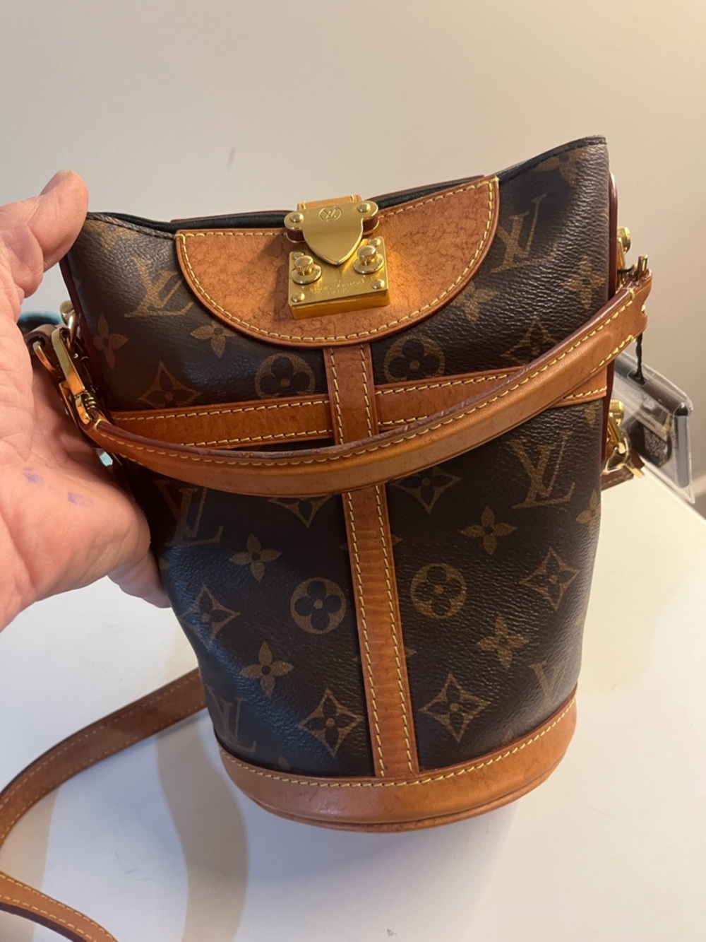 Louis Vuitton Monogram Canvas Bucket Crossbody in Brown and Natural - Picture 14 of 17